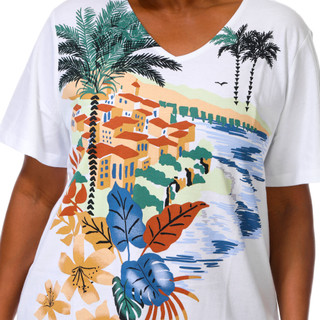 Thumbnail 3: Coral Bay Women's Plus Screen Print V-Neckline Top 