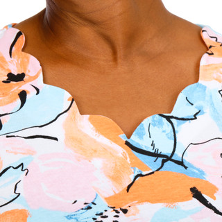 Thumbnail 3: Coral Bay Women's Plus Lattice Neckline Short Sleeve Top 