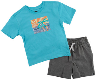 Thumbnail 1: Quiksilver Boy's 2 Pc Short Sleeve Sunset Tee Shorts Set 