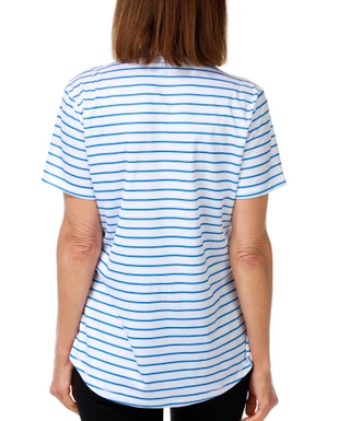 Thumbnail 2: REEL LEGENDS Women's Short Sleeve Sonic Stripe Freeline Top 