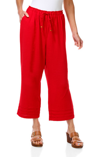 Thumbnail 1: Soho Apparel Women's Wide Leg Pleated Hem 2 Pocket Culottes 