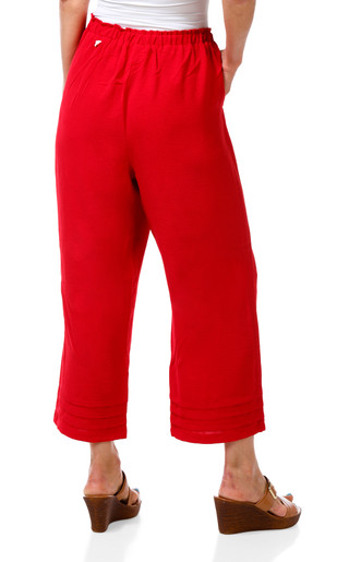 Thumbnail 2: Soho Apparel Women's Wide Leg Pleated Hem 2 Pocket Culottes 