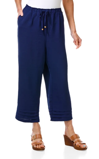 Thumbnail 1: Soho Apparel Women's Wide Leg Pleated Hem 2 Pocket Culottes 