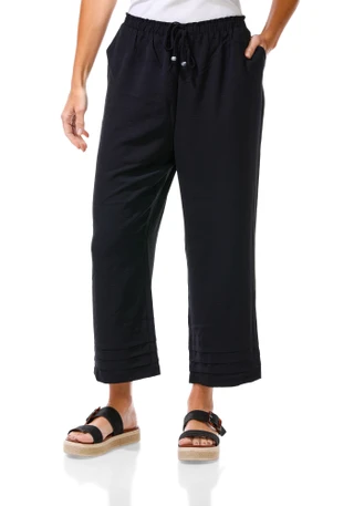 Thumbnail 1: Soho Apparel Women's Wide Leg Pleated Hem 2 Pocket Culottes 