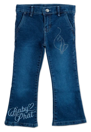 Thumbnail 1: Baby Phat Little Girls 4 Pocket Rhinestone & Embroidered Flare Jeans 