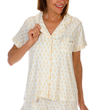 Thumbnail 2: Tahari Women's 2 Pc Button Down Pajama Shorts Set with Pocket 