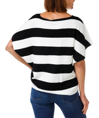 Thumbnail 2: Cyrus Women's Waffle Knit Wide Stripe Sweater Top 