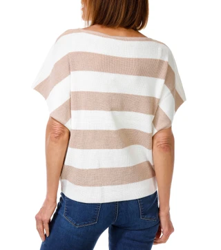 Thumbnail 2: Cyrus Women's Waffle Knit Wide Stripe Sweater Top 