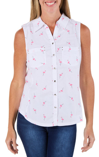 Thumbnail 1: Emily Daniels Women's Button Down Sleeveless Top  