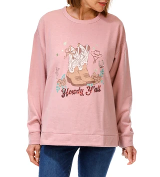 Thumbnail 1: Chenault Women's Howdy Y'all Boots & Sequins Sweatshirt 