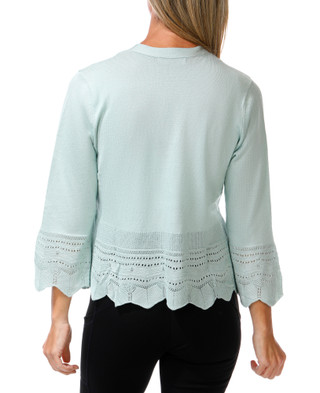 Thumbnail 2: ADRIENNE VITTADINI Women's Pointelle Ruffled Hem Open Cardigan 