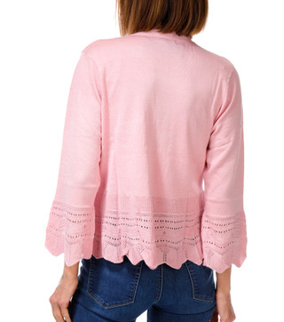 Thumbnail 2: ADRIENNE VITTADINI Women's Pointelle Ruffled Hem Open Cardigan 