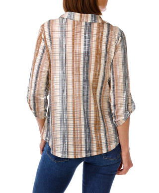 Thumbnail 2: Emily Daniels Women's 3/4 Sleeve 2 Pocket Button Down Top 