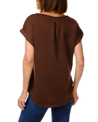 Thumbnail 2: Fair Haven Women's Cuffed Short Sleeve Scuba Tee 