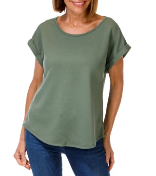 Thumbnail 1: Fair Haven Women's Cuffed Short Sleeve Scuba Tee 