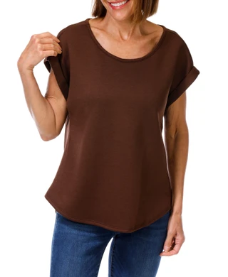 Thumbnail 1: Fair Haven Women's Cuffed Short Sleeve Scuba Tee 