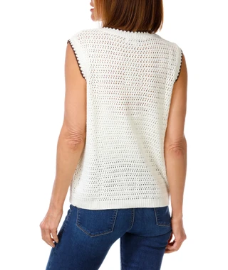 Thumbnail 2: 99 Jane Street Women's Open Crochet Whipstich Button Down Vest 