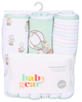 Thumbnail 1: Baby Gear 9 Pc Bath Set w/ Washcloths & Hooded Towels 