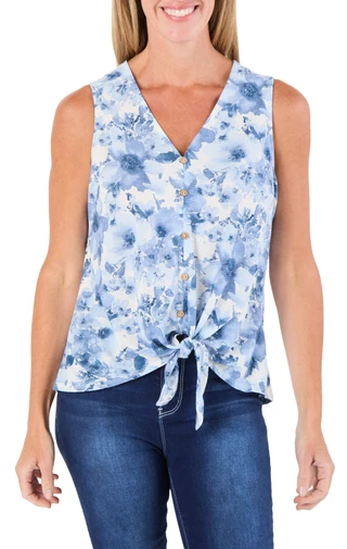Thumbnail 1: Joie De Vivre Women's Sleeveless Tie Front Top  