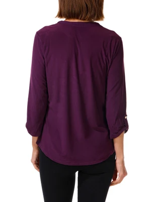 Thumbnail 2: Joie De Vivre Women's Quarter Zip Tassel Top 