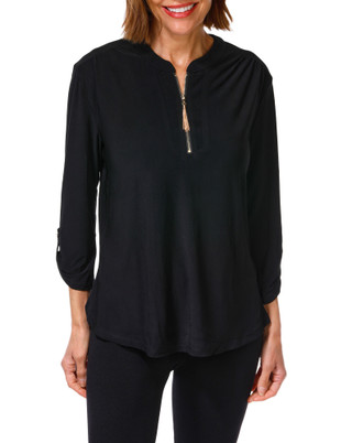 Thumbnail 1: Joie De Vivre Women's Quarter Zip Tassel Top 