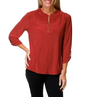 Thumbnail 1: Joie De Vivre Women's Quarter Zip Tassel Top 