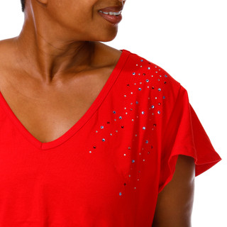 Thumbnail 3: Ilu Ilu Women's Plus Rhinestone Top  