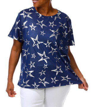 Thumbnail 1: Ilu Ilu Women's Plus Metallic Print Top  