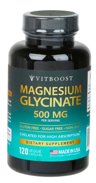 Thumbnail 1: Vitboost 120 Ct Magnesium Glycinate Capsules 