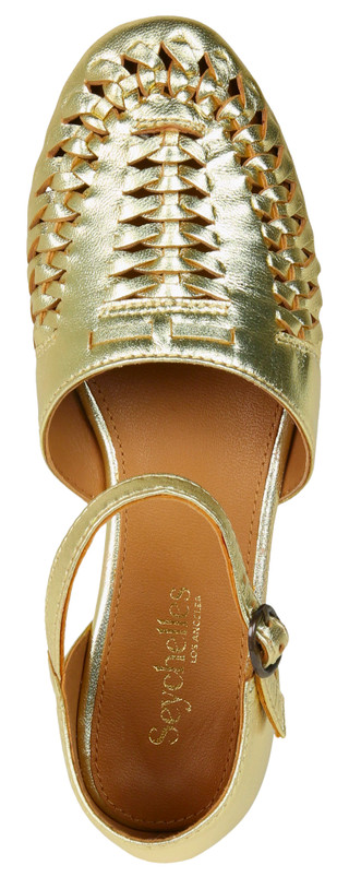 Thumbnail 4: Seychelles Women's Crimson Gold Leather Woven Flats 