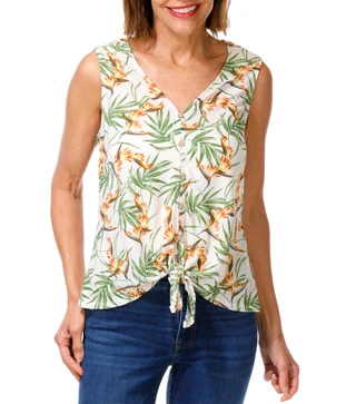 Thumbnail 1: Joie De Vivre Women's Sleeveless Tie Front Top 