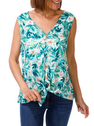 Thumbnail 1: Joie De Vivre Women's Sleeveless Tie Front Top  