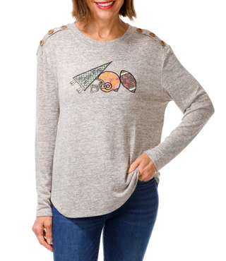 Thumbnail 1: Tru Self Women's Embroidered Football Top 
