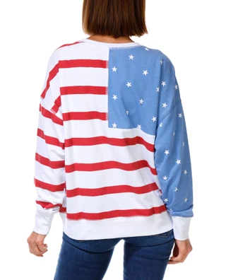 Thumbnail 2: Sable Sky Women's Americana Color Block Flag Sweatshirt 