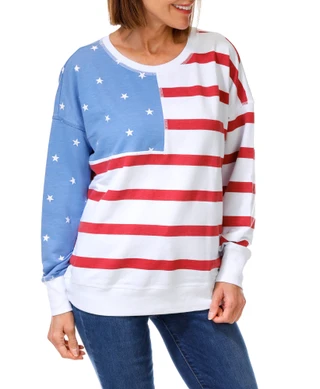 Thumbnail 1: Sable Sky Women's Americana Color Block Flag Sweatshirt 