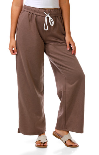 Thumbnail 1: April Kiss Juniors Active Wide Leg Folded Tie Waist Sweatpants 