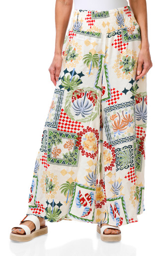Thumbnail 1: Cece Women's Smocked Waist Tropical Palazzo Pants 