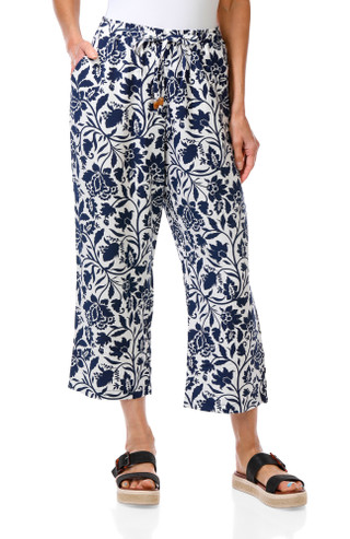 Thumbnail 1: Floral & Ivy Women's 2 Pocket Crop Pants with Decorative Tie & Beads 