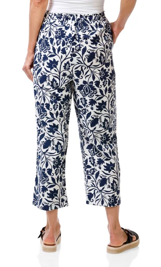 Thumbnail 2: Floral & Ivy Women's 2 Pocket Crop Pants with Decorative Tie & Beads 