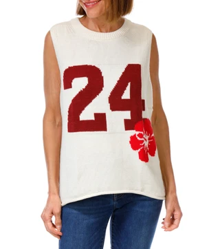 Thumbnail 1: 99 Jane Street Women's Number 24 with Flower Sleeveless Knit Top 