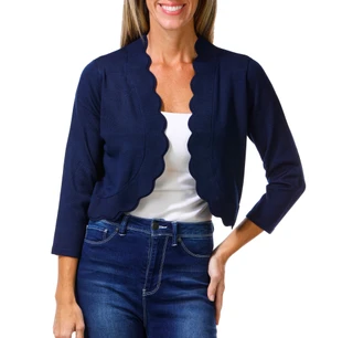Thumbnail 1: Zac & Rachel Women's Double Scallop Edge Shrug 
