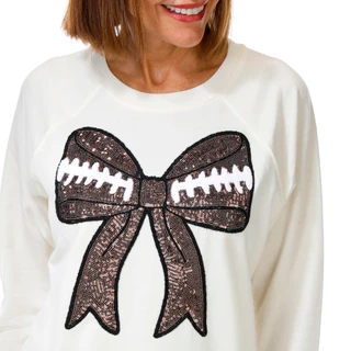 Thumbnail 2: Philosophy Women's Long Sleeve Bling Football Bow Sweater 