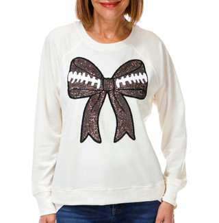 Thumbnail 1: Philosophy Women's Long Sleeve Bling Football Bow Sweater 