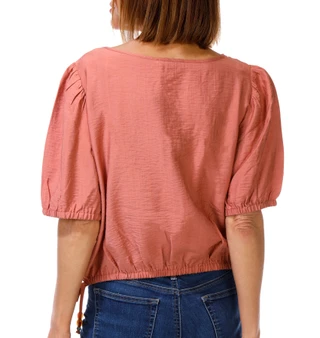 Thumbnail 2: NINE WEST Women's Short Sleeve Satin Bubble Hem Top 