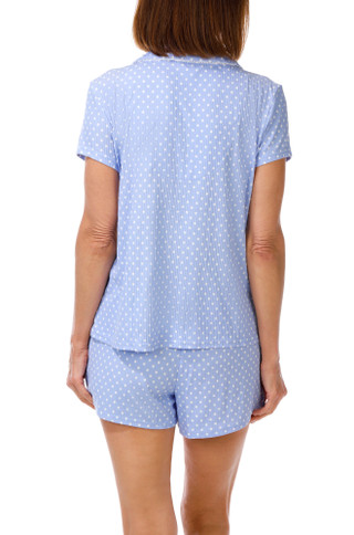 Thumbnail 2: Laura Ashley Women's Short Sleeve Ribbed Polka Dot Pajama Shorts Set 