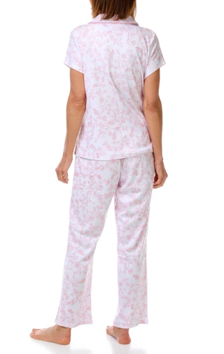Thumbnail 4: Laura Ashley Women's Short Sleeve Floral Pajama Pants Set 