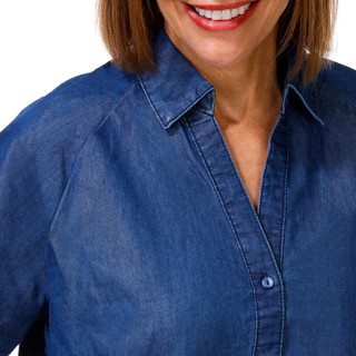 Thumbnail 2: Cavalini Women's Short Sleeve Button Down Chambray Top 