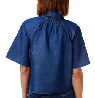 Thumbnail 3: Cavalini Women's Short Sleeve Button Down Chambray Top 