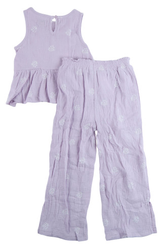 Thumbnail 2: BEARPAW Big Girl's 3 Pc Sleeveless Floral Gauze Pants Set 