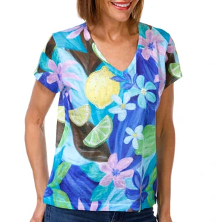 Thumbnail 1: Milano Women's Short Sleeve Embellished Floral Top 